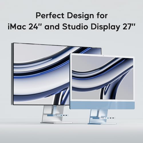 Acessórios iMac para i-Mac 2021/2023/2024, PULWTOP USB C Hub para iMac com USB A/C 10Gbps, Hub para M1/M3/M4, 2USB A 2.0, leitor de cartão SD/TF para i-Mac de 24 polegadas e Studio Display 2 azul