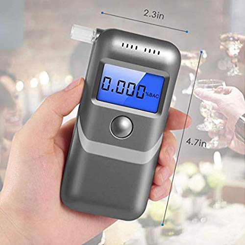 Breathalyzer, Portable Breath Alcohol Tester with LED Screen 3 Colors LCD Display and 5 Mouthpieces