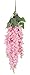 Duovlo Silk Wisteria Flower Artificial 2.13 Feet Hanging Wisteria Vine Fake Flower Bush String Home Party Wedding Decoration,Pack of 4 (Pink)