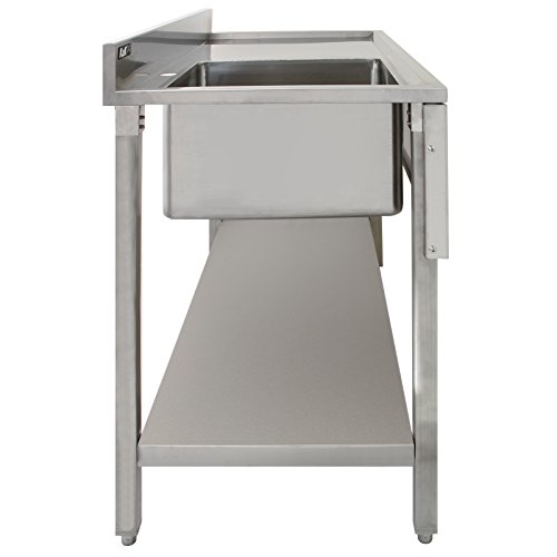 Kukoo Gastro Profi Edelstahl Edelstahlspüle Spültisch Spülbecken Waschbecken Gastrotische Spüle Spülbecken Gastro Becken Links Abtropffläche rechts 120cm x 60cm x 90cm mit Gratis Abflusssieb – Bild 3