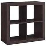 Better Homes and Gardens Bookshelf Square Storage Cabinet 4-Cube Organizer (Espresso, 4)
