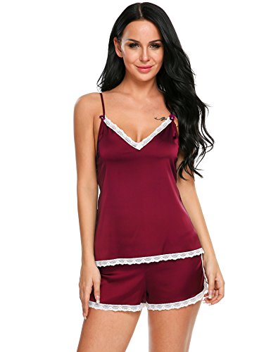 Ekouaer sleep sets women 2 pcs satin lounging wear short camisole…