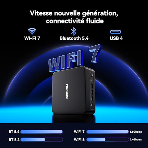 GEEKOM IT13MAX Mini AI PC with Intel Core Ultra 9 185H, Intel Arc 140T 99 Tops, DDR5 up to 128GB, M.2 PCIe 4.0 + SATA, WiFi 7, USB4, Dual LAN 2.5G, 4 8K Displays, High Performance Mini Computer