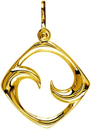 Small Diamond Shape Maori Koru New Beginnings Charm with Two Curls in 14k Yellow Gold