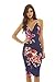 AX Paris Women's Deep V Front Floral Midi Navy Dress(Navy Rose Flower, Size:10)