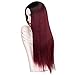 ForQueens Ombre Long Straight Wine Red Wig for Women Middle Part Synthetic Burgundy Wig for Black Women Heat Resistant Fiber