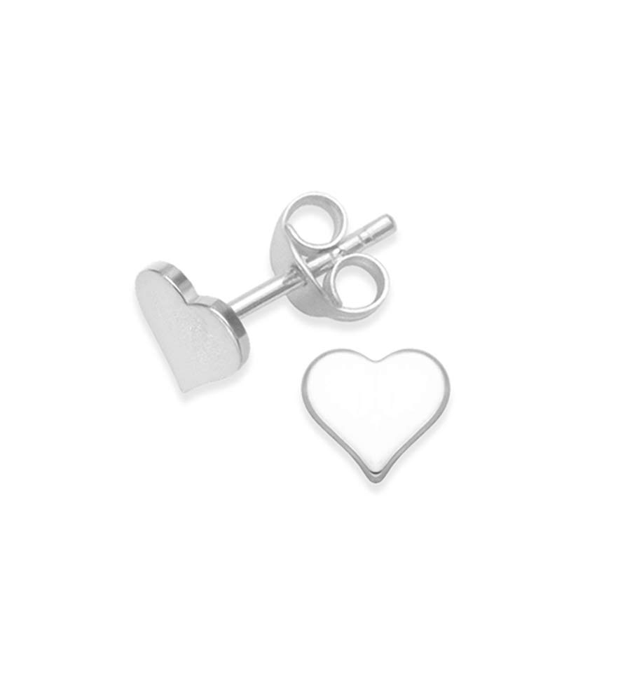 Heather Needham Sterling Silver Flat Heart Stud Earrings - SIZE: 6mm x 0.8mm thick Gift boxed 5027L