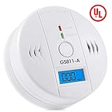 Carbon Monoxide Gas Detection, GS811-A CO Detector Alarm LCD Portable Security Gas CO Monitor,Battery Powered,Alarm Clock Warning (9V Battery not Included) (UL2034)