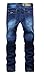 Men's Blue Regular Fit Casual Stretch Washed Straight Leg Denim Jeans Pants