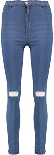 Blue Inc Woman Womens High Rised Skinny Disco Fit Knee Ripped Jeans Trousers
