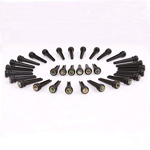 Vecentmat 9Pcs Guitar Part Set, Ebony Guitar Bridge Pins With Abalone Dot Inlay, Unbleached Bone Guitar Nuts & Saddle, Guitar Pin Puller. - Thumbnail 3