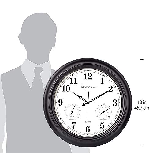 image for SkyNature Large Outdoor Clock, 18 Inch Waterproof Clock with Temperatu