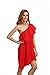 ROMWE Women's Off The Shoulder Ruffle Casual Loose Shift Dress red M