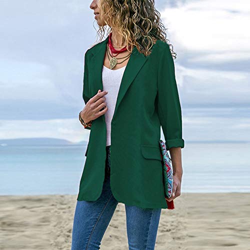 Auwer Fashion Women Long Sleeve Cardigans Solid Color Cardigans Coat Open Front Jackets (S, Green)