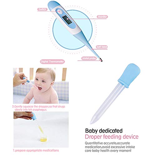 Alpacasso 20 Piece Baby Grooming Kit Infant Nursery Set Newborn Healthcare Kits Child Care Baby Nail Clipper File Scissor Tweezer Thermometer Brush Comb Cleaning Sets(Blue) (Red) - Thumbnail 4
