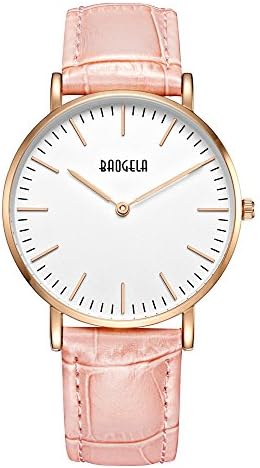 Baogela Bracelet Watches for Women Contemporary - Rose Gold Mesh Leather Band - Ultra-thin dial - Gold case - Waterproof