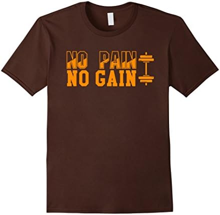 Men's No Pain No Gain - Sports T-Shirt, Dumbbell, Bodybuilding XL Brown