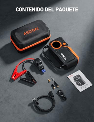 AstroAI Arrancador de Batería de Auto 8000A Compresor de Aire 150PSI, Jump Starter Cargador de Batería de Auto 12V(Todo Gasolina/8.0L Diésel) con Inflador de Llantas para Carro, SUV y Moto