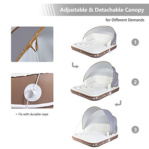 Giantex Canopy Island Inflatable Lounge, Floating Island Raft w/SPF50