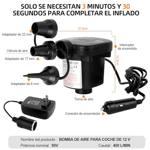 JZZB Colchon Inflables Matrimonial,79.92 * 59.84 * 9.84 Pulgadas Colchon Inflable Queen Size con 3 Almohadas y Bomba Dual Enchufe Auto Bolsa de Viaje,Cama de Aire para Viajes Camping Hogar (Azul)