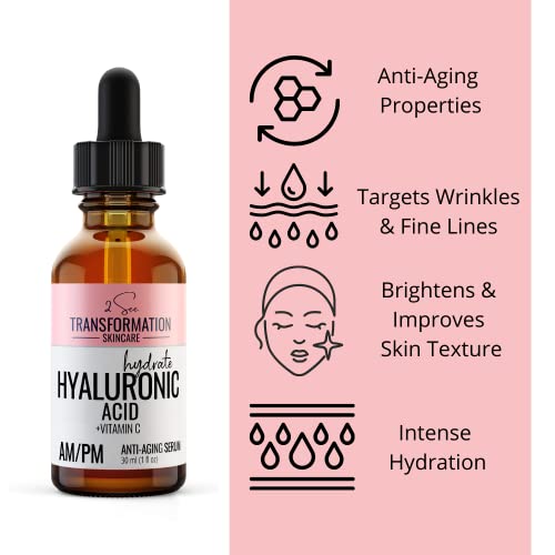 Vitamin C Serum, Hyaluronic Acid Serum for Face, Anti Aging, Menopause