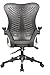 OfficeFactor Executive Ergonomic Computer Office Chair Back Mesh Bonded Leather Seat Flip-up Arms Lumbar Support Molded Foam Seat Adjustable Height Home Office Desk Chair (Black)