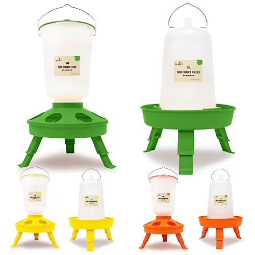 Roosty's Top Fill Chicken Feeder and Waterer Set, Top Fill Chick Feeder