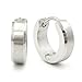 Pair Stainless Steel Silver-tone Slant Edge Men Hoop Earrings 4mm