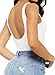 Tanbaby Mangopop Women's Backless Bodysuit Jumpsuits (White, Small)