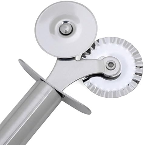 RECHING Pizza Cutter Stainless Steel Pastry and Ravioli Cutter Wheel for Kitchen Restaurant (2 wheel silver)