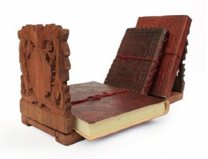 Valentine Day Special Present, Expandable & Foldable Rosewood Book or CD Stand ,Intricate Floral Carvings 13 x 5 x 6 Inches Flower Design, Reading Stand For Desk