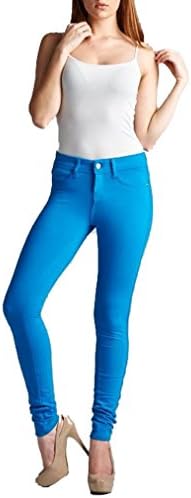 Skinny Jeggings Stretch Moleton Jean Leggings Juniors Size XS-3XL (Turquoise, Small)