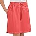 Collections Etc Women's Drawstring Cotton Knit Pull-On Skort with Elastic Waistband - Casual Summer Apparel, Coral, X-Large
