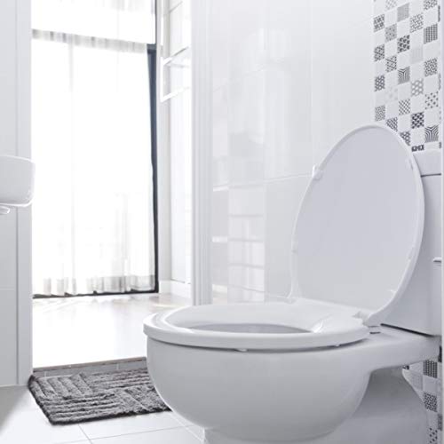 Toilet Seat with Oval Shape, Heavy Duty Urea-Formaldehyde Anti-Bacterial Material, Soft Close Toilet Seats White with One Button Quick Release, Adjustable Stainless Hinges, 2pcs Small Stickers