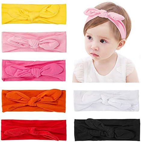 Dlala 7 Pack Baby Headbands Bow Knotted Girls Hairbands for Newborn Toddler and Childrens