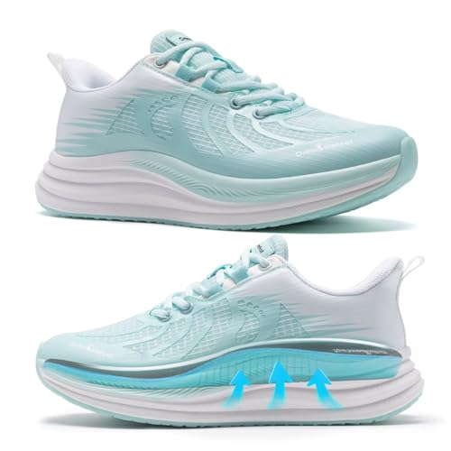 Women's Orthopedic Walking Shoes: Arch Support Orthotic Flat Feet Plantar Fasciitis Hammer Toes, Breathable Heel Spur Easy On/Off Leisure Tennis Hiking Trail Sneakers Mint Size 8 at Amazon