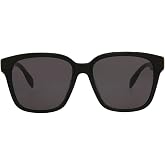 Alexander McQueen Square/Rectangle Sunglasses Black Black Grey Luxury Eyewear Made In Italy Acetate Frame Designer Fashion for Everyday Luxury