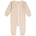 Niteo Baby Organic Cotton Snap Front Coverall, Light Brown, 3-6M