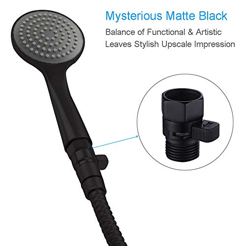 Shower Head Shut Off Valve, APLusee Brass Water Flow Restrictor, Handheld Shower Regulator with On Off Switch, Matte Black - Thumbnail 6