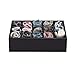 GOBAM Bamboo Closet Drawer Organizer, 15 Compartments - Drawer Divider & Storage Box for Ties, Bras, Briefs, Socks & Jewelry - Storage Organizer for Dressing Room & Bedroom - Black