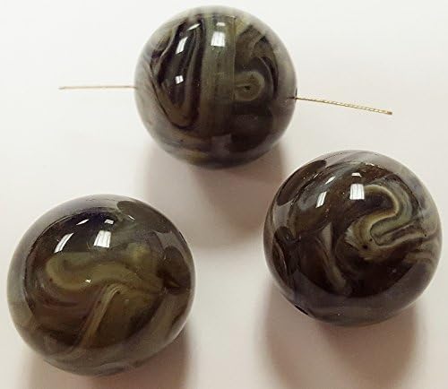 GREEN MARBLE 22mm. SMOOTH ROUND BEADS - Lots of 12