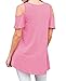 PrinStory Women's Blouse Tunic Tops Short Sleeve Cold Off Shoulder Round Neck Casual Loose Shirts Pink-US X-Large