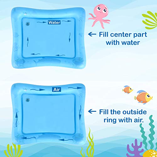 LUKAT Baby Water Play Mat Tummy Time Inflatable Mat for 3/6/9 Month Infants & Toddlers Sensory Toy Activity Center Early Development BPA Free