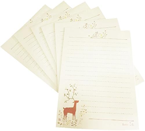 Eternityfing Cute Vintage Christmas Deer Large Lined Writing Paper Stationary Paper Sets-60 Sheets