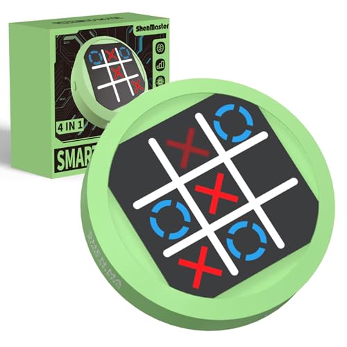 41yQRDYFVcL 4-In-1 Tic Tac Toe Elektronisches Spiel, Handheld-Puzzlespiel, Tragbare Reisespiele Für Kinder Und Erwachsene Ab 3 Jahren, Brettspiele, Geschenkidee Für Gehirntraining Und Gedächtnisentwicklung (Grün)