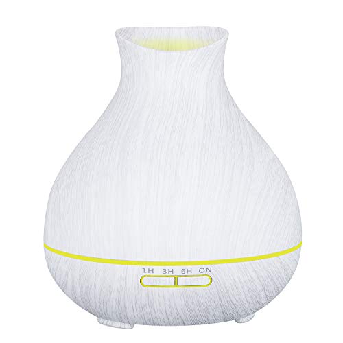 Aromatherapy Essential Oil Diffuser 550ml 12 Hours Wood Grain Aroma Diffuser with Timer Cool Mist Humidifier for Large Room, Home, Baby Bedroom, Waterless Auto Shut-off, 7 Colors Lights Changing