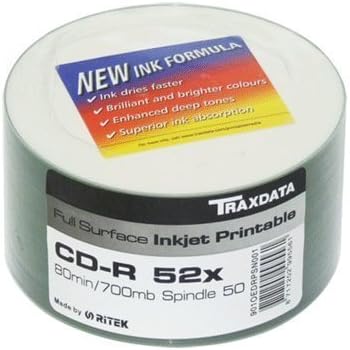 TraxdataRitek Fullface Printable 52x 50pk CDR