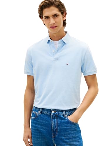 Tommy Hilfiger Men's Polo Shirt Regular Fit, Malaga Blue Heather Large