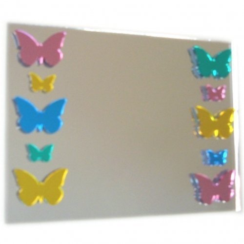 Sendmeamirror Mirror 40cm x 30cm with Six Large and Four Baby Coloured Butterfly Mirrors