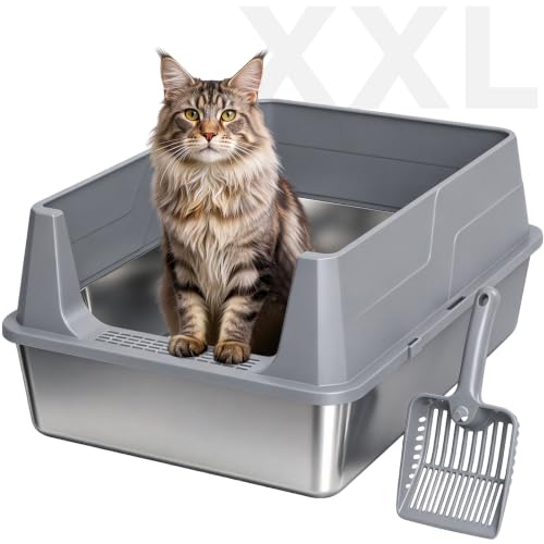 OneBug Extra Large Stainless Steel Cat Litter Box